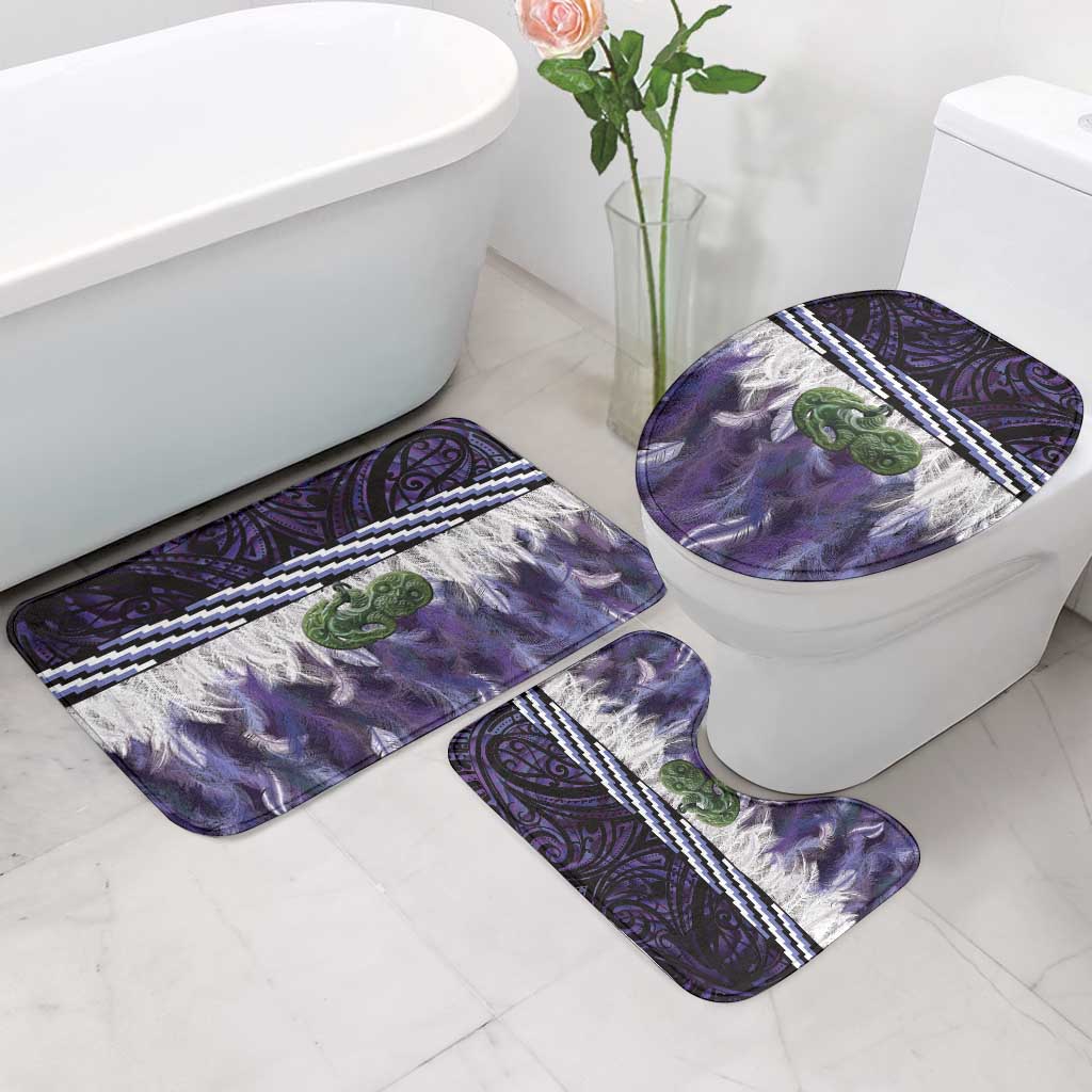 Purple Traditional Cloak Aotearoa Bathroom Set Maori Paua Shell Korowai Pattern - Polynesian Pride