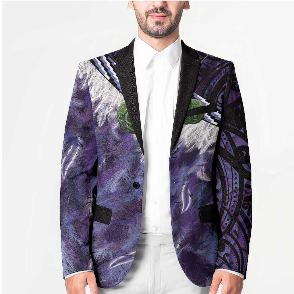 Purple Traditional Cloak Aotearoa Blazer Maori Paua Shell Korowai Pattern - Polynesian Pride