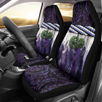 Purple Traditional Cloak Aotearoa Car Seat Cover Maori Paua Shell Korowai Pattern