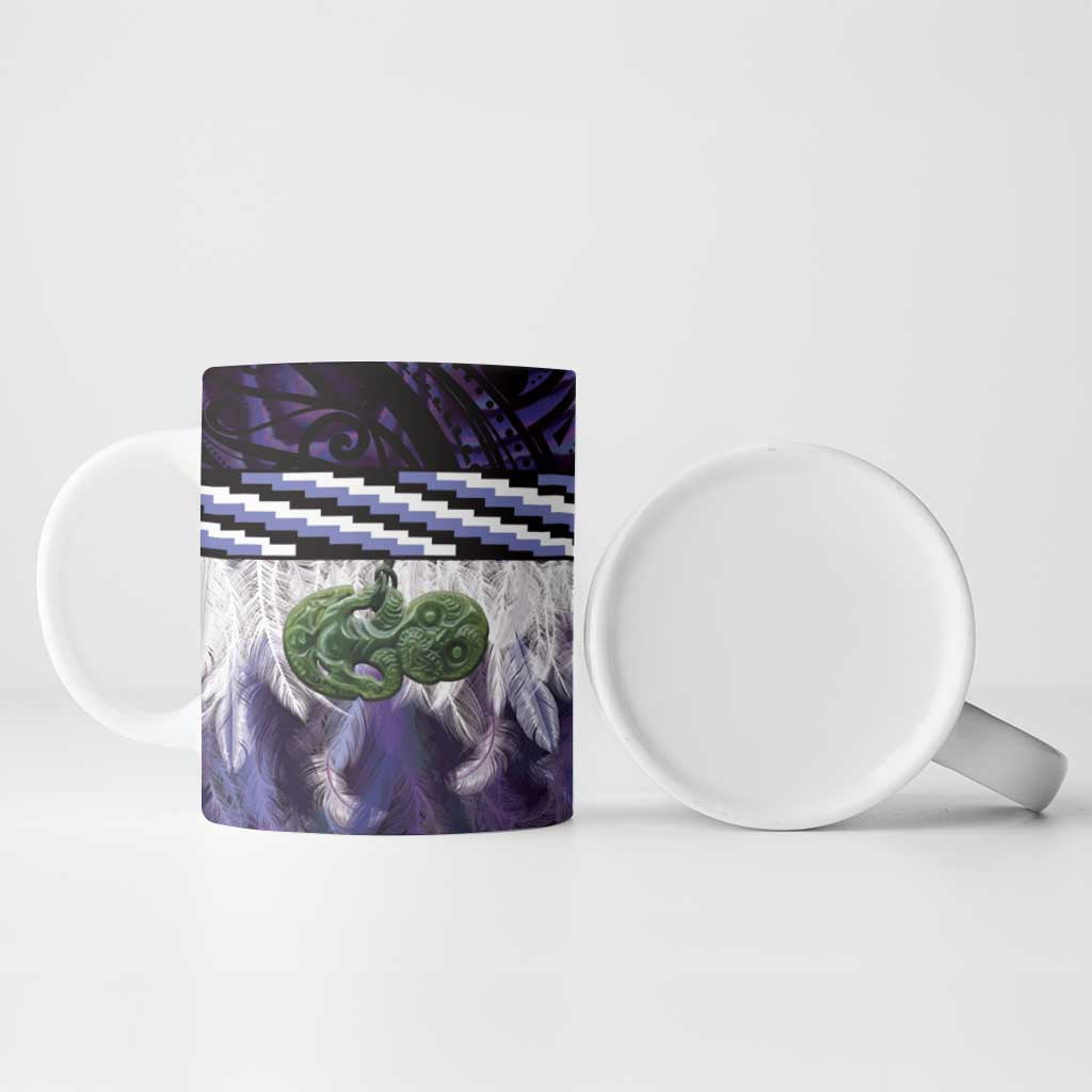 Purple Traditional Cloak Aotearoa Ceramic Mug Maori Paua Shell Korowai Pattern - Polynesian Pride