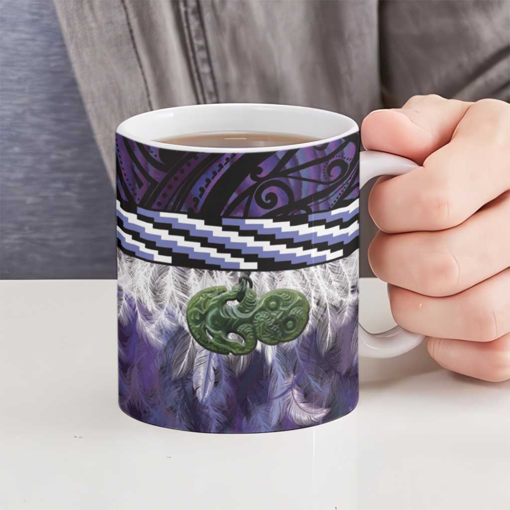Purple Traditional Cloak Aotearoa Ceramic Mug Maori Paua Shell Korowai Pattern - Polynesian Pride