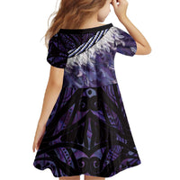 Purple Traditional Cloak Aotearoa Family Matching Long Sleeve Bodycon Dress and Hawaiian Shirt Maori Paua Shell Korowai Pattern LT14 - Polynesian Pride