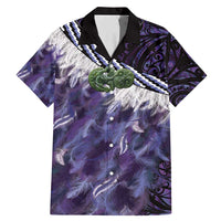 Purple Traditional Cloak Aotearoa Family Matching Mermaid Dress and Hawaiian Shirt Maori Paua Shell Korowai Pattern LT14 Dad's Shirt - Short Sleeve Purple - Polynesian Pride