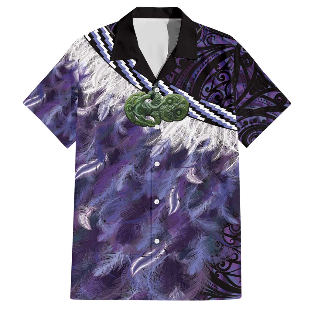 Purple Traditional Cloak Aotearoa Family Matching Short Sleeve Bodycon Dress and Hawaiian Shirt Maori Paua Shell Korowai Pattern LT14 Dad's Shirt - Short Sleeve Purple - Polynesian Pride
