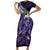 Purple Traditional Cloak Aotearoa Family Matching Short Sleeve Bodycon Dress and Hawaiian Shirt Maori Paua Shell Korowai Pattern