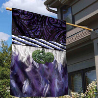 Purple Traditional Cloak Aotearoa Garden Flag Maori Paua Shell Korowai Pattern