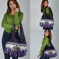 Purple Traditional Cloak Aotearoa Grocery Bag Maori Paua Shell Korowai Pattern