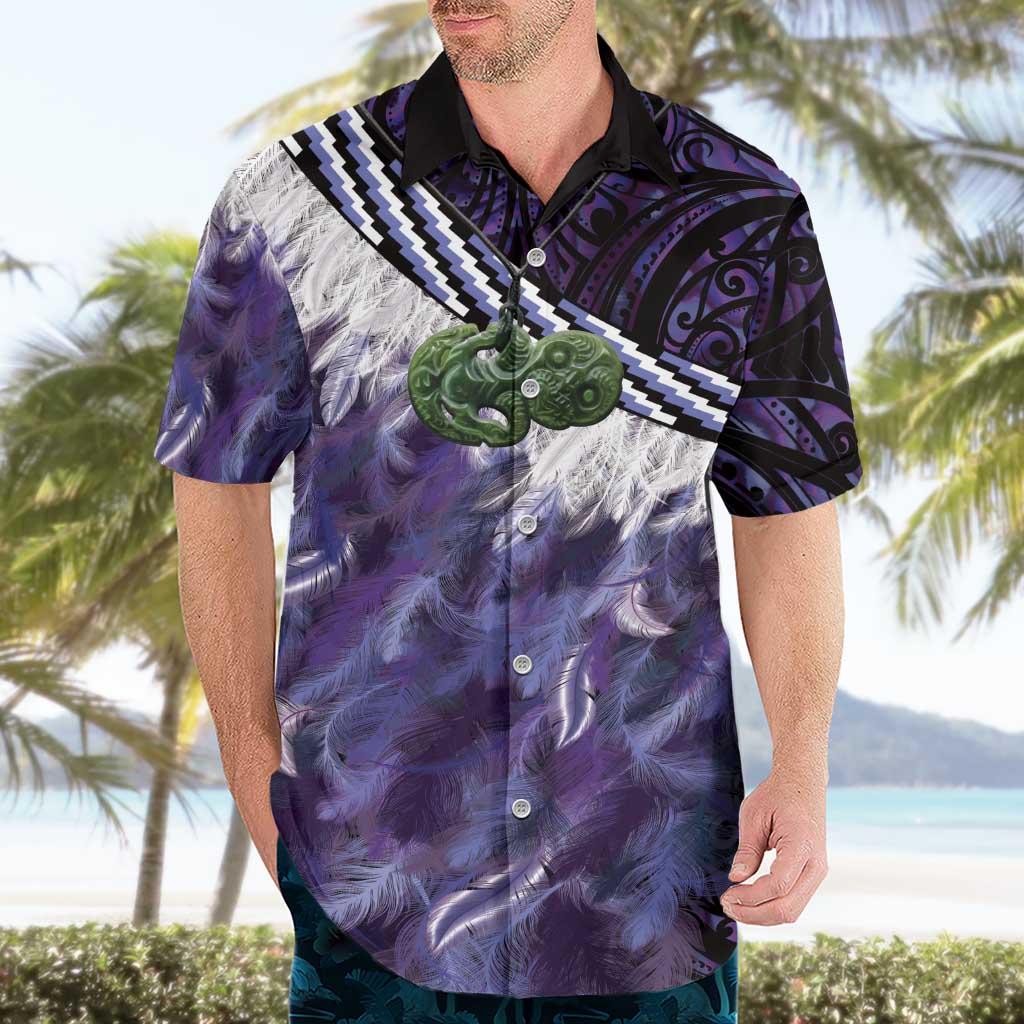 Purple Traditional Cloak Aotearoa Hawaiian Shirt Maori Paua Shell Korowai Pattern