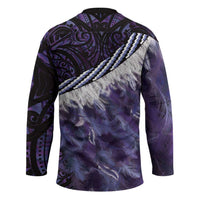 Purple Traditional Cloak Aotearoa Hockey Jersey Maori Paua Shell Korowai Pattern - Polynesian Pride