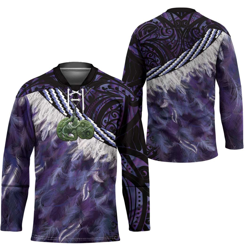 Purple Traditional Cloak Aotearoa Hockey Jersey Maori Paua Shell Korowai Pattern - Polynesian Pride