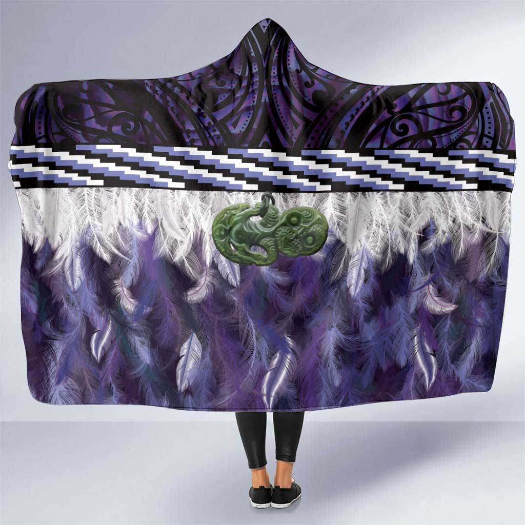 Purple Traditional Cloak Aotearoa Hooded Blanket Maori Paua Shell Korowai Pattern
