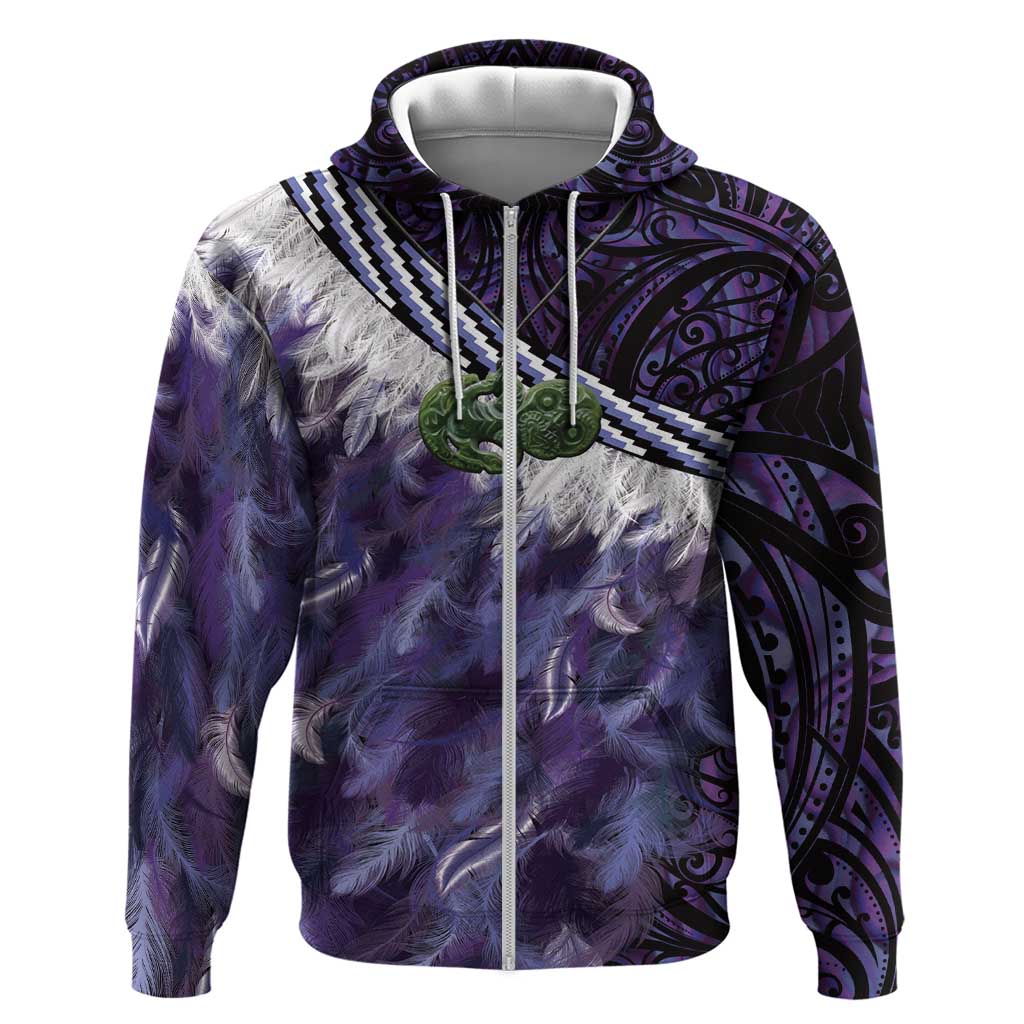 Purple Traditional Cloak Aotearoa Hoodie Maori Paua Shell Korowai Pattern