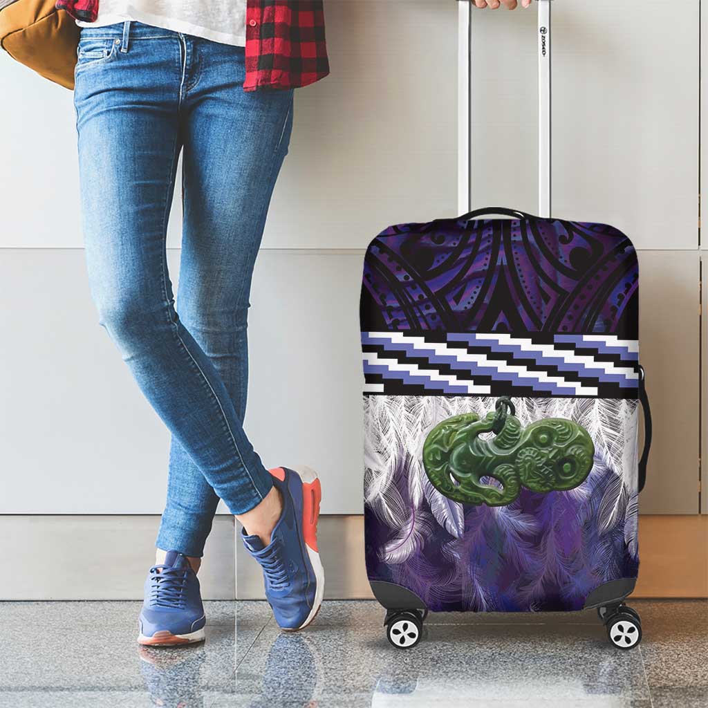 Purple Traditional Cloak Aotearoa Luggage Cover Maori Paua Shell Korowai Pattern