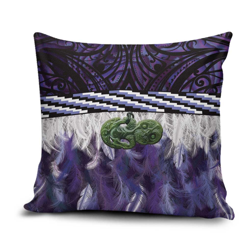 Purple Traditional Cloak Aotearoa Pillow Cover Maori Paua Shell Korowai Pattern - Polynesian Pride