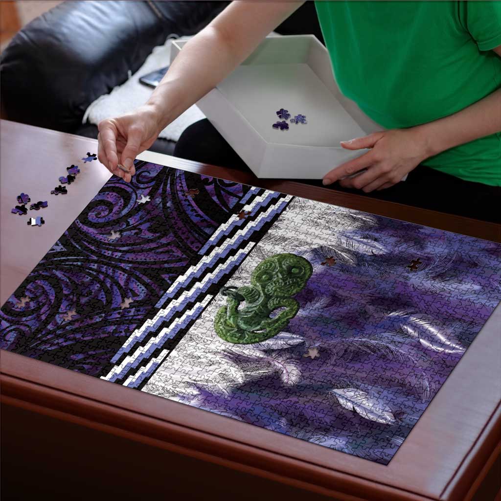 Purple Traditional Cloak Aotearoa Puzzle Maori Paua Shell Korowai Pattern LT14 - Polynesian Pride