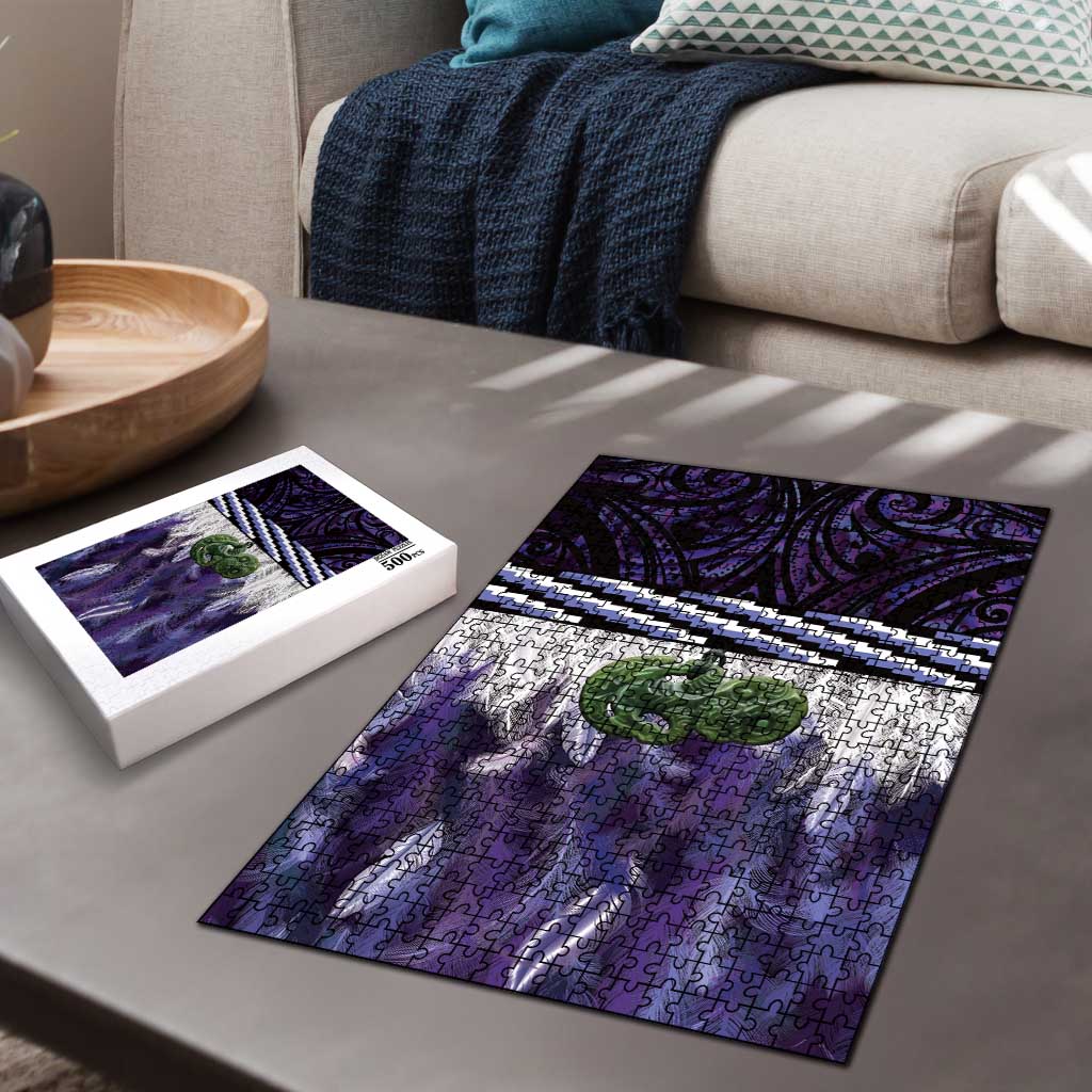 Purple Traditional Cloak Aotearoa Puzzle Maori Paua Shell Korowai Pattern LT14 - Polynesian Pride