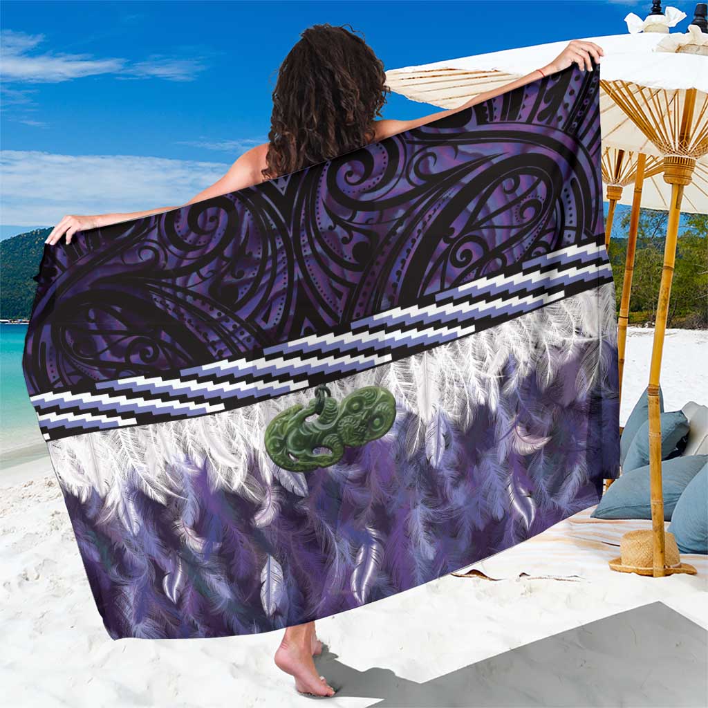 Purple Traditional Cloak Aotearoa Sarong Maori Paua Shell Korowai Pattern