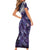 Purple Traditional Cloak Aotearoa Short Sleeve Bodycon Dress Maori Paua Shell Korowai Pattern