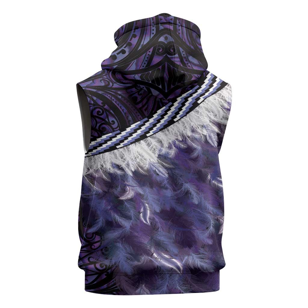 Purple Traditional Cloak Aotearoa Sleeveless Zip Hoodie Maori Paua Shell Korowai Pattern - Polynesian Pride