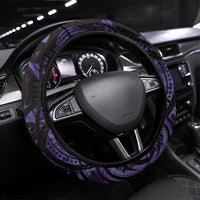 Purple Traditional Cloak Aotearoa Steering Wheel Cover Maori Paua Shell Korowai Pattern