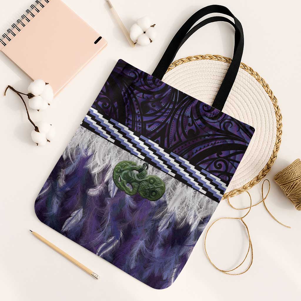 Purple Traditional Cloak Aotearoa Tote Bag Maori Paua Shell Korowai Pattern - Polynesian Pride