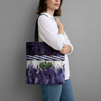 Purple Traditional Cloak Aotearoa Tote Bag Maori Paua Shell Korowai Pattern - Polynesian Pride