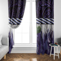 Purple Traditional Cloak Aotearoa Window Curtain Maori Paua Shell Korowai Pattern