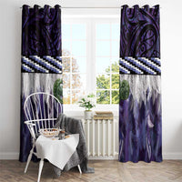 Purple Traditional Cloak Aotearoa Window Curtain Maori Paua Shell Korowai Pattern