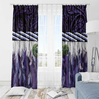 Purple Traditional Cloak Aotearoa Window Curtain Maori Paua Shell Korowai Pattern