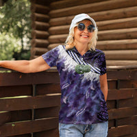 Purple Traditional Cloak Aotearoa Women Polo Shirt Maori Paua Shell Korowai Pattern