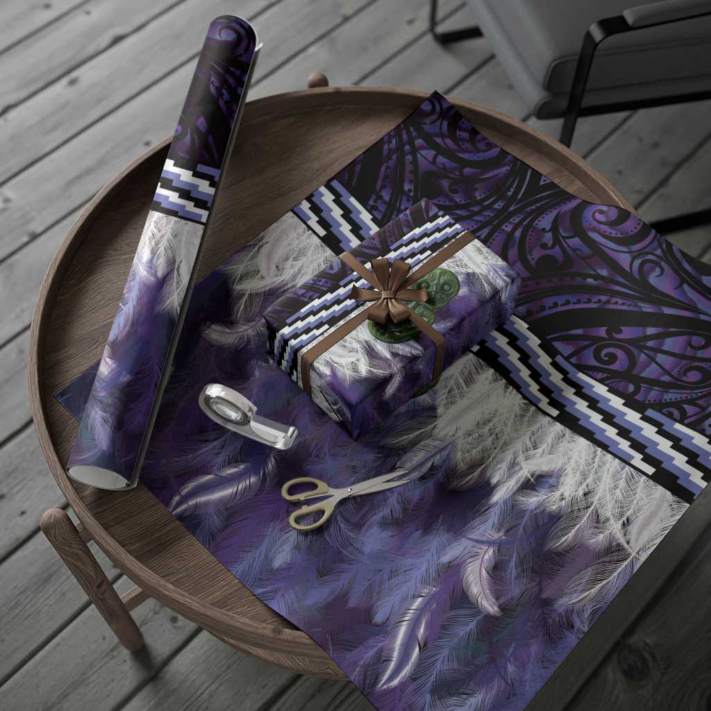 Purple Traditional Cloak Aotearoa Wrapping Paper Maori Paua Shell Korowai Pattern - Polynesian Pride