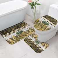 Yellow Traditional Cloak Aotearoa Bathroom Set Maori Paua Shell Korowai Pattern - Polynesian Pride