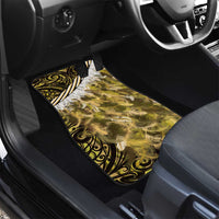 Yellow Traditional Cloak Aotearoa Car Mats Maori Paua Shell Korowai Pattern