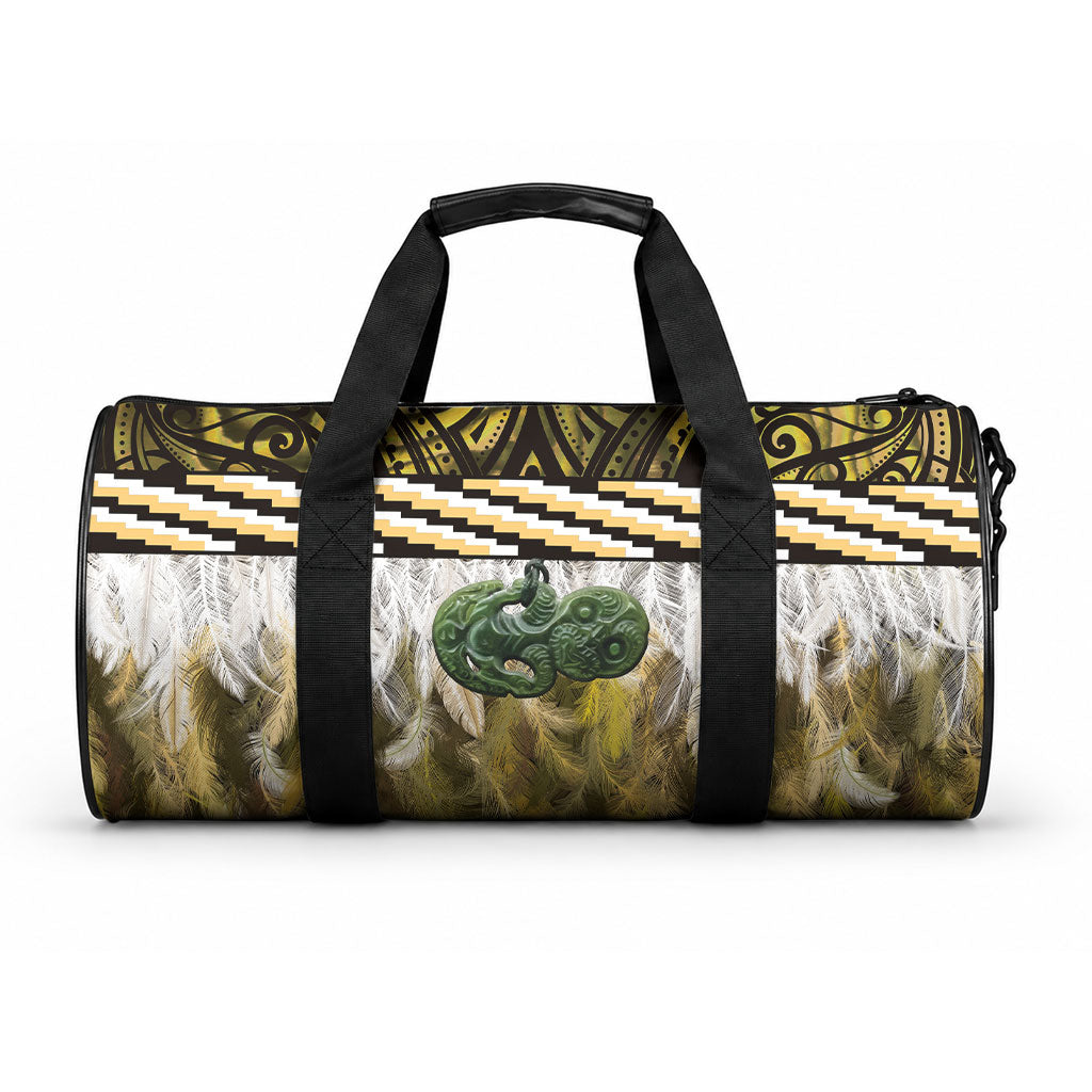 Yellow Traditional Cloak Aotearoa Duffle Bag Maori Paua Shell Korowai Pattern LT14 One size Yellow - Polynesian Pride