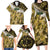 Yellow Traditional Cloak Aotearoa Family Matching Long Sleeve Bodycon Dress and Hawaiian Shirt Maori Paua Shell Korowai Pattern