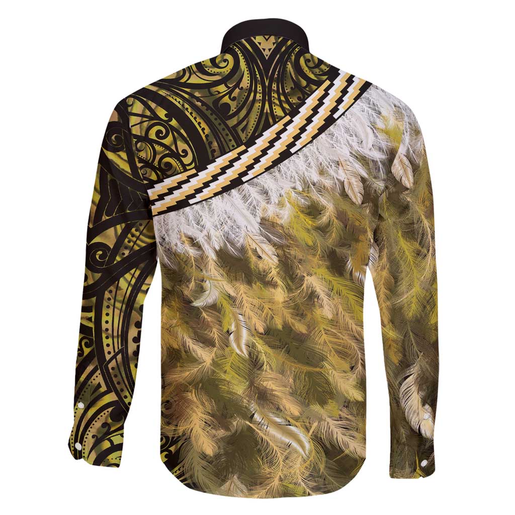 Yellow Traditional Cloak Aotearoa Family Matching Long Sleeve Bodycon Dress and Hawaiian Shirt Maori Paua Shell Korowai Pattern LT14 - Polynesian Pride