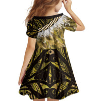 Yellow Traditional Cloak Aotearoa Family Matching Mermaid Dress and Hawaiian Shirt Maori Paua Shell Korowai Pattern LT14 - Polynesian Pride
