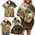 Yellow Traditional Cloak Aotearoa Family Matching Off Shoulder Short Dress and Hawaiian Shirt Maori Paua Shell Korowai Pattern