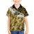 Yellow Traditional Cloak Aotearoa Family Matching Off Shoulder Short Dress and Hawaiian Shirt Maori Paua Shell Korowai Pattern