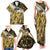 Yellow Traditional Cloak Aotearoa Family Matching Tank Maxi Dress and Hawaiian Shirt Maori Paua Shell Korowai Pattern