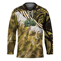 Yellow Traditional Cloak Aotearoa Hockey Jersey Maori Paua Shell Korowai Pattern - Polynesian Pride