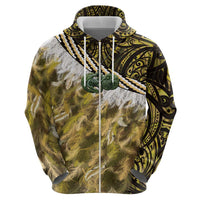 Yellow Traditional Cloak Aotearoa Hoodie Maori Paua Shell Korowai Pattern