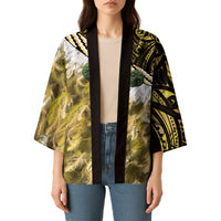 Yellow Traditional Cloak Aotearoa Kimono Maori Paua Shell Korowai Pattern - Polynesian Pride