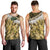 Yellow Traditional Cloak Aotearoa Men Tank Top Maori Paua Shell Korowai Pattern