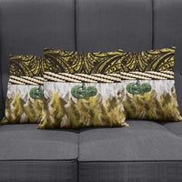 Yellow Traditional Cloak Aotearoa Pillow Cover Maori Paua Shell Korowai Pattern - Polynesian Pride