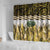 Yellow Traditional Cloak Aotearoa Shower Curtain Maori Paua Shell Korowai Pattern