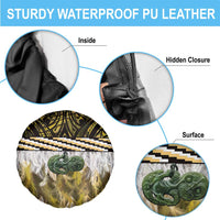 Yellow Traditional Cloak Aotearoa Spare Tire Cover Maori Paua Shell Korowai Pattern