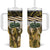 Yellow Traditional Cloak Aotearoa Tumbler With Handle Maori Paua Shell Korowai Pattern