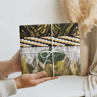 Yellow Traditional Cloak Aotearoa Wrapping Paper Maori Paua Shell Korowai Pattern - Polynesian Pride