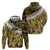 Yellow Traditional Cloak Aotearoa Zip Hoodie Maori Paua Shell Korowai Pattern